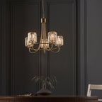 Berenice Elegant 5 Light Ceiling Pendant Light In Antique Brass With Crystal Glass 107802