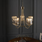 Berenice Elegant 5 Light Ceiling Pendant Light In Antique Brass With Crystal Glass 107802