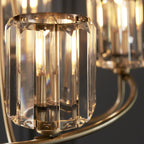Berenice Elegant 5 Light Ceiling Pendant Light In Antique Brass With Crystal Glass 107802