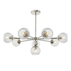 Allegra Contemporary 8 Light Ceiling Pendant In Bright Nickel With Spiral Glass Shades 104051