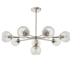 Allegra Contemporary 8 Light Ceiling Pendant In Bright Nickel With Spiral Glass Shades 104051
