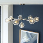 Allegra Contemporary 8 Light Ceiling Pendant In Bright Nickel With Spiral Glass Shades 104051