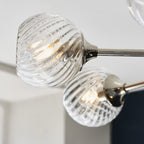 Allegra Contemporary 8 Light Ceiling Pendant In Bright Nickel With Spiral Glass Shades 104051
