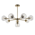 Allegra Contemporary 8 Light Ceiling Pendant In Antique Brass With Spiral Glass Shades 103172
