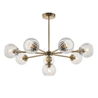 Allegra Contemporary 8 Light Ceiling Pendant In Antique Brass With Spiral Glass Shades 103172