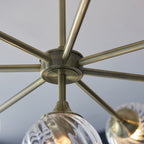 Allegra Contemporary 8 Light Ceiling Pendant In Antique Brass With Spiral Glass Shades 103172