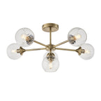 Allegra Modern 6 Light Semi Flush Ceiling Light In Antique Brass With Spiral Shades 103171