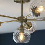 Allegra Modern 6 Light Semi Flush Ceiling Light In Antique Brass With Spiral Shades 103171