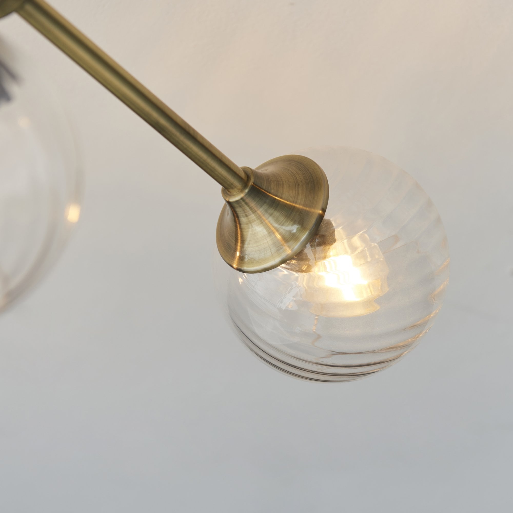 Allegra Modern 6 Light Semi Flush Ceiling Light In Antique Brass With Spiral Shades 103171