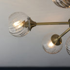Allegra Modern 6 Light Semi Flush Ceiling Light In Antique Brass With Spiral Shades 103171