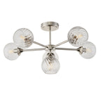 Allegra Modern 6 Light Semi Flush Ceiling Light In Bright Nickel With Spiral Shades 104050