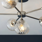 Allegra Modern 6 Light Semi Flush Ceiling Light In Bright Nickel With Spiral Shades 104050
