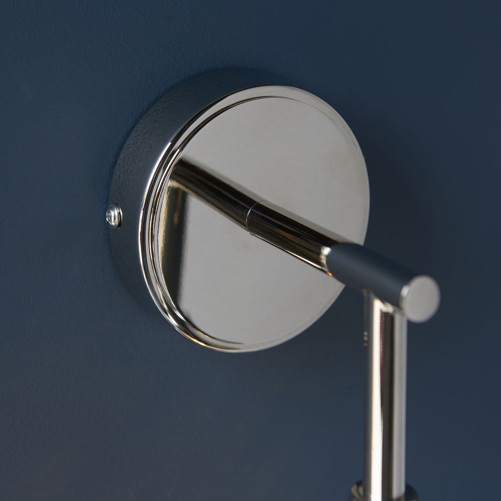 Allegra Modern Wall Light In Bright Nickel With Clear Spiral Shade 104052