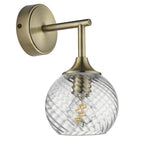 Allegra Modern Wall Light In Antique Brass With Clear Spiral Shade 103173