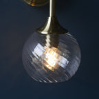 Allegra Modern Wall Light In Antique Brass With Clear Spiral Shade 103173