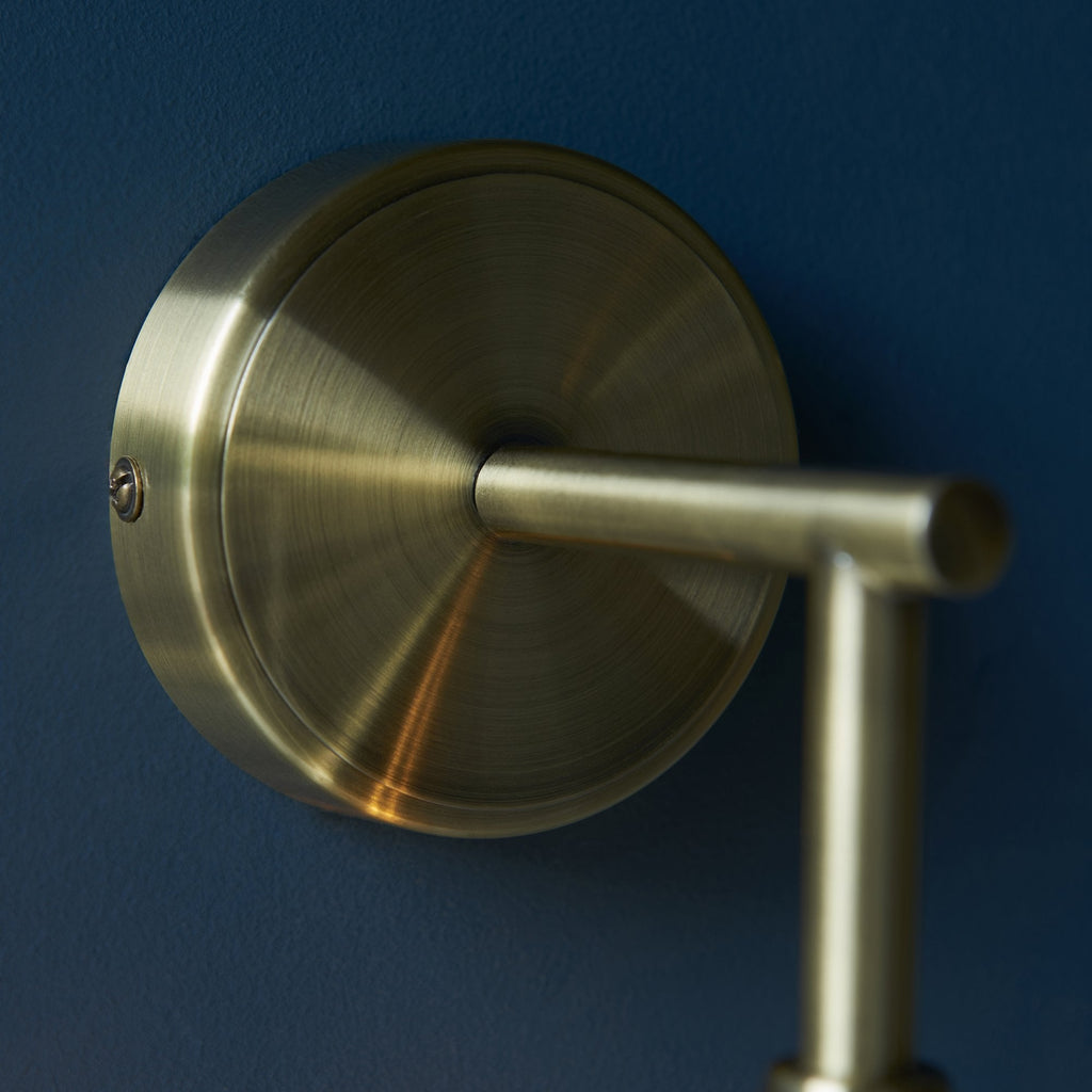 Allegra Modern Wall Light In Antique Brass With Clear Spiral Shade 103173