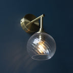 Allegra Modern Wall Light In Antique Brass With Clear Spiral Shade 103173