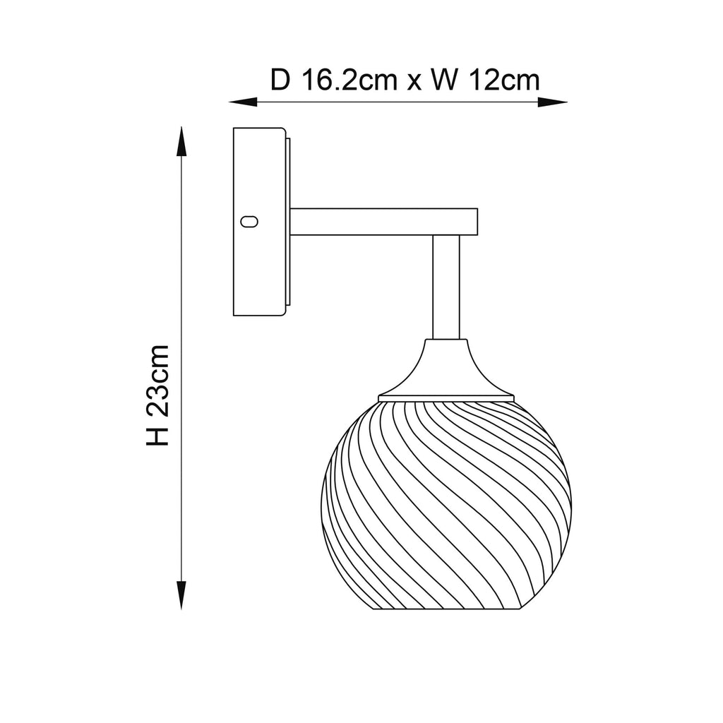 Allegra Modern Wall Light In Antique Brass With Clear Spiral Shade 103173