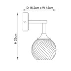 Allegra Modern Wall Light In Antique Brass With Clear Spiral Shade 103173