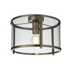 Hopton Timeless Flush Ceiling Light In Antique Brass With Clear Glass 103112