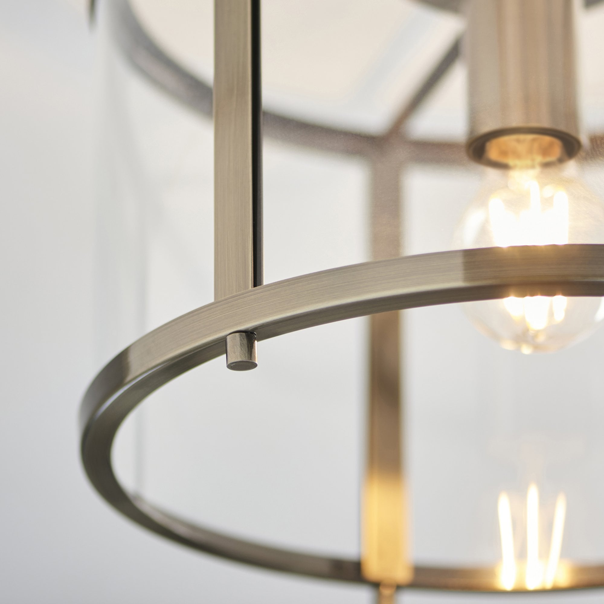 Hopton Timeless Flush Ceiling Light In Antique Brass With Clear Glass 103112