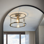 Hopton Timeless Flush Ceiling Light In Antique Brass With Clear Glass 103112
