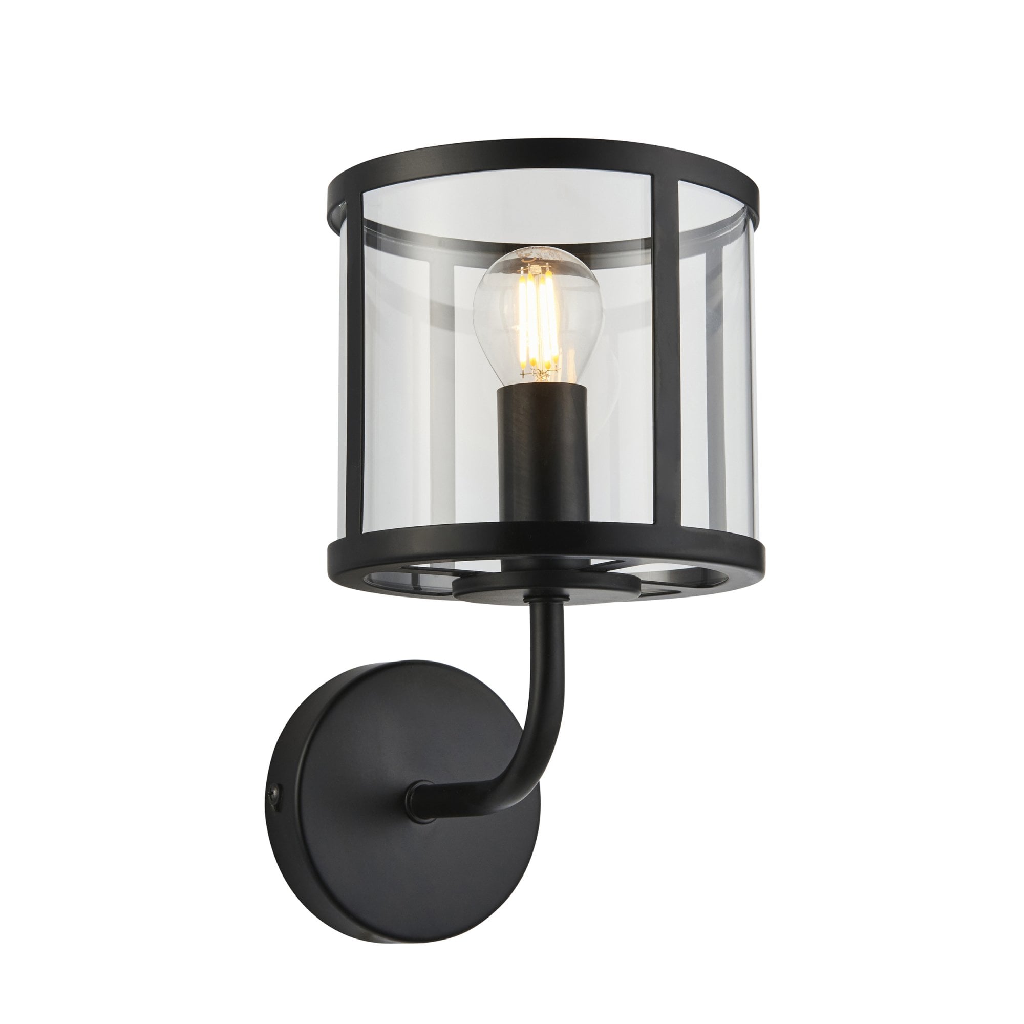 Hopton Timeless Wall Light In Matt Black With Clear Glass 104193