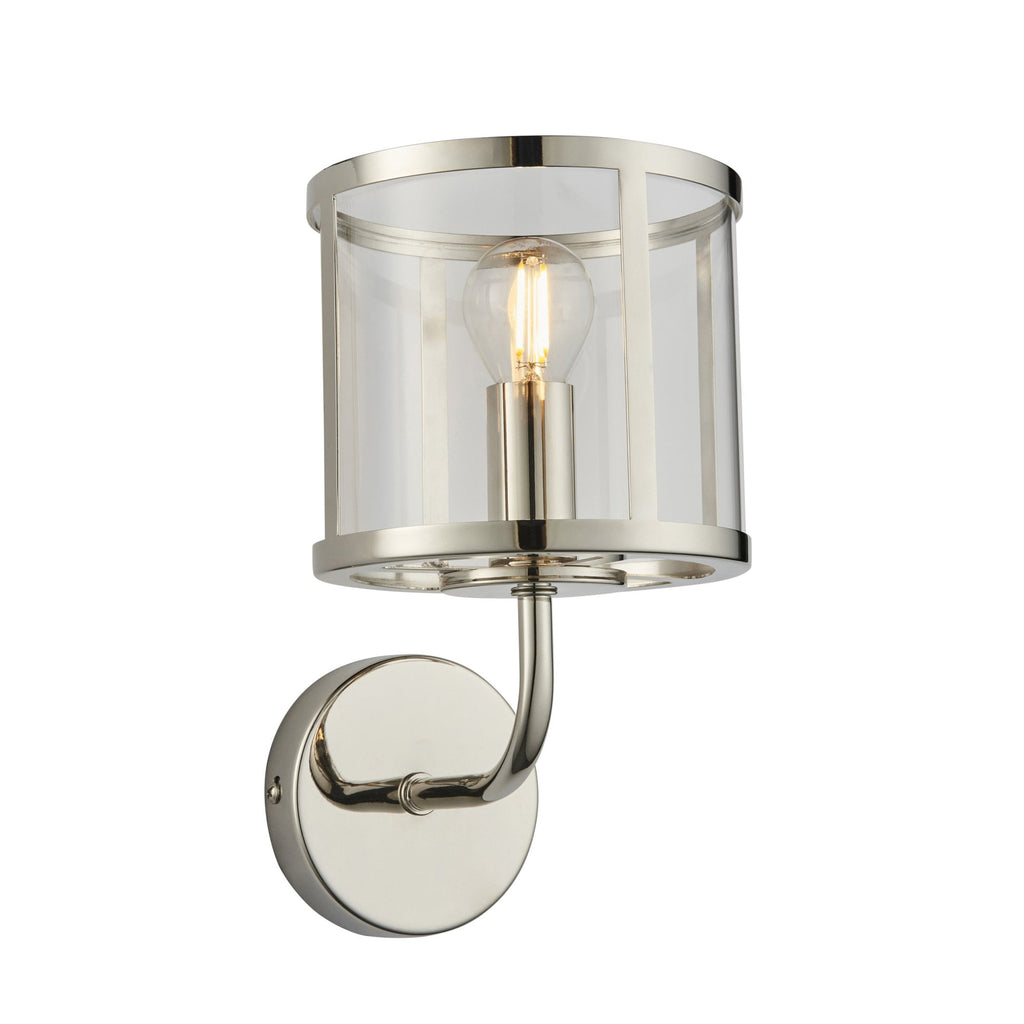 Hopton Timeless Wall Light In Bright Nickel With Clear Glass 106003