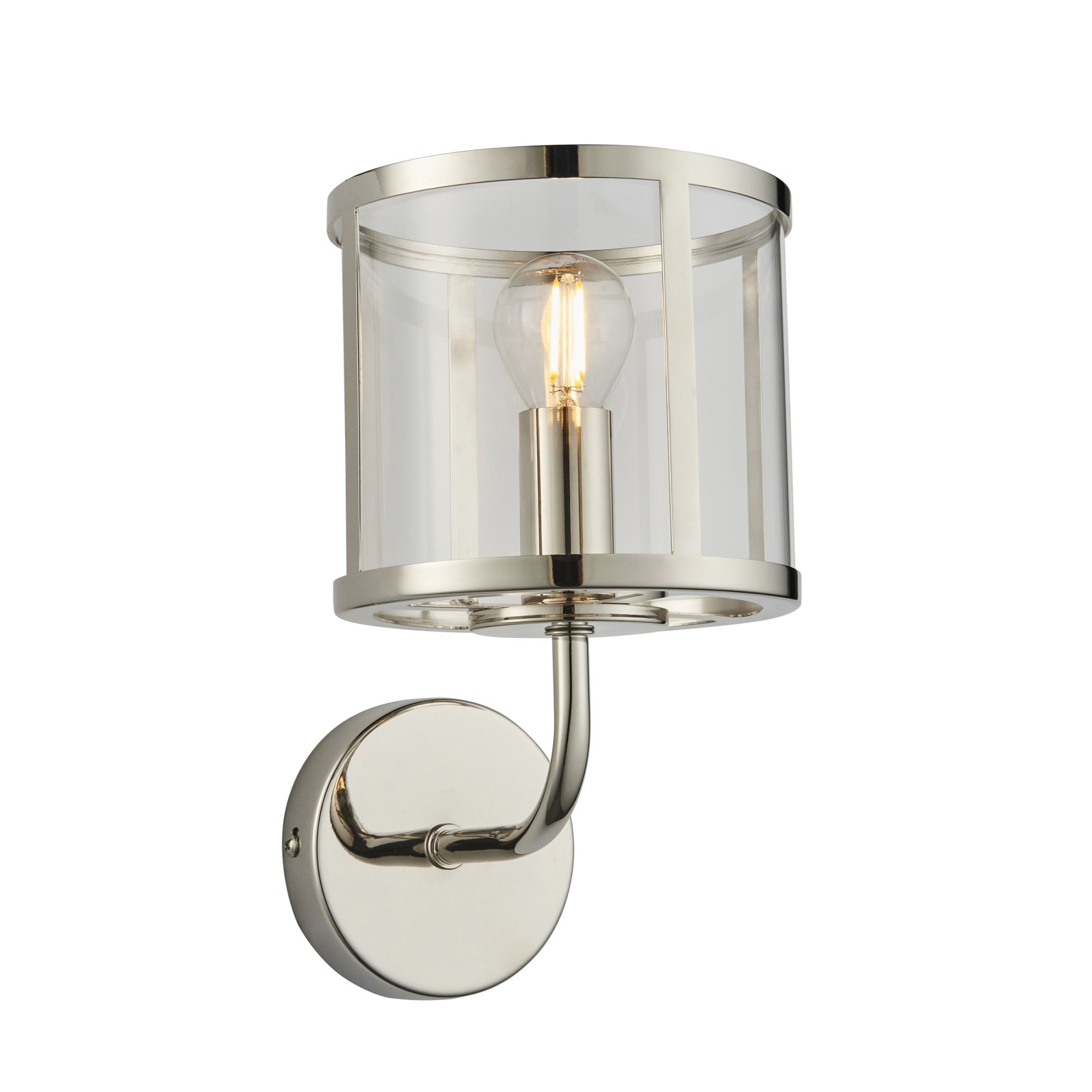Hopton Timeless Wall Light In Bright Nickel With Clear Glass 106003