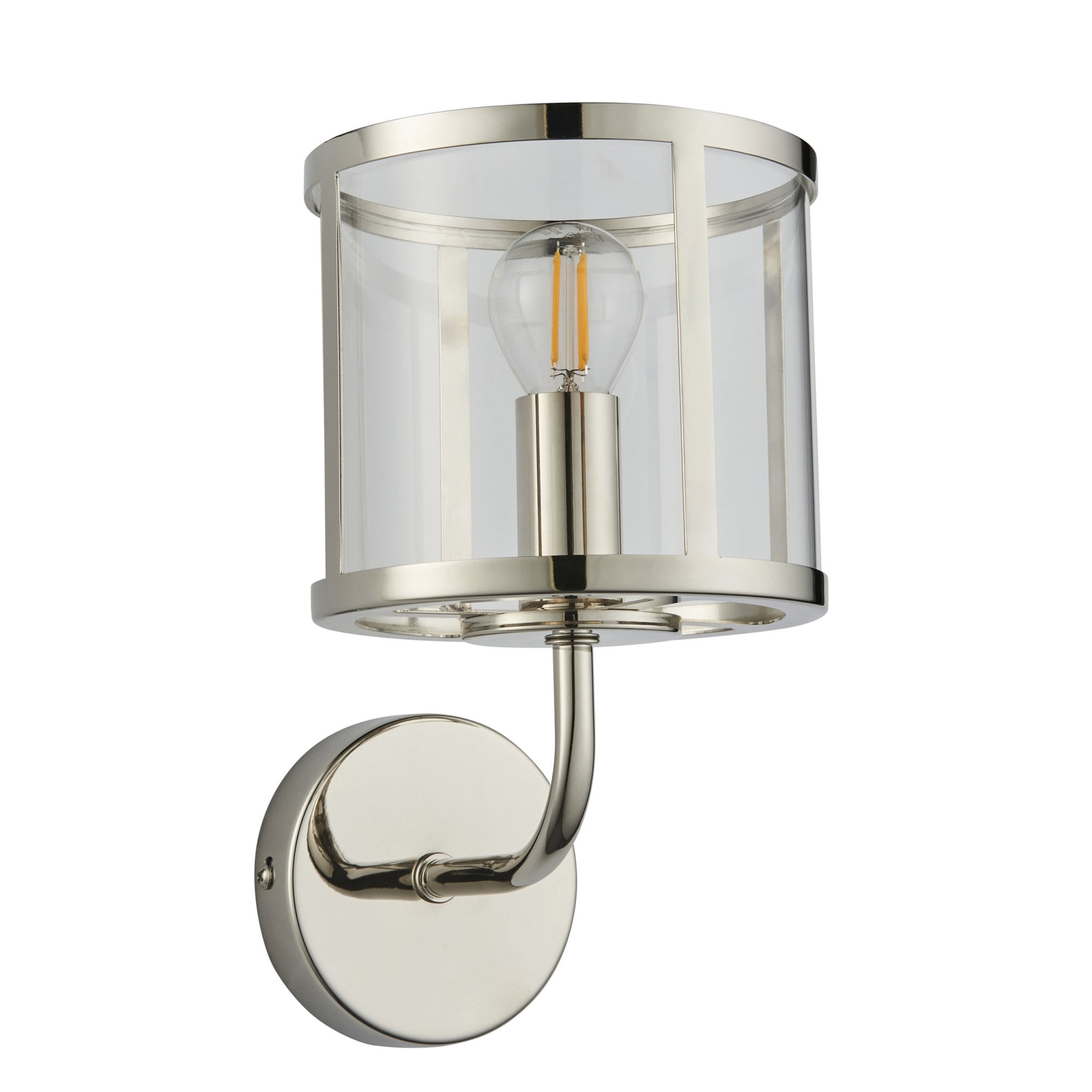 Hopton Timeless Wall Light In Bright Nickel With Clear Glass 106003