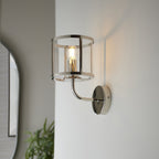 Hopton Timeless Wall Light In Bright Nickel With Clear Glass 106003