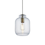 Lyra Modern Ceiling Pendant Light In Antique Brass With Clear Textured Glass Shade 106923