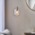 Lyra Modern Ceiling Pendant Light In Antique Brass With Clear Textured Glass Shade 106923