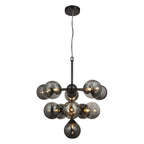 Oscar Large Ceiling Pendant Light In Black Chrome With Smoked Mirror Glass Shades 101147