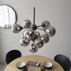 Oscar Large Ceiling Pendant Light In Black Chrome With Smoked Mirror Glass Shades 101147