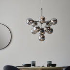 Oscar Large Ceiling Pendant Light In Black Chrome With Smoked Mirror Glass Shades 101147