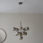 Oscar Large Ceiling Pendant Light In Black Chrome With Smoked Mirror Glass Shades 101147