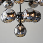 Oscar Large Ceiling Pendant Light In Black Chrome With Smoked Mirror Glass Shades 101147