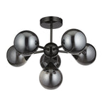 Oscar Semi Flush Ceiling Light In Black Chrome With Smoked Mirror Glass Shades 101148