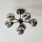 Oscar Semi Flush Ceiling Light In Black Chrome With Smoked Mirror Glass Shades 101148