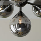 Oscar Semi Flush Ceiling Light In Black Chrome With Smoked Mirror Glass Shades 101148