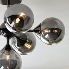 Oscar Semi Flush Ceiling Light In Black Chrome With Smoked Mirror Glass Shades 101148