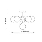 Oscar Semi Flush Ceiling Light In Black Chrome With Smoked Mirror Glass Shades 101148