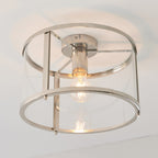 Hopton Timeless Flush Ceiling Light In Bright Nickel With Clear Glass 96150