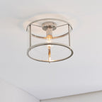 Hopton Timeless Flush Ceiling Light In Bright Nickel With Clear Glass 96150