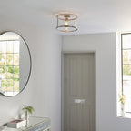 Hopton Timeless Flush Ceiling Light In Bright Nickel With Clear Glass 96150