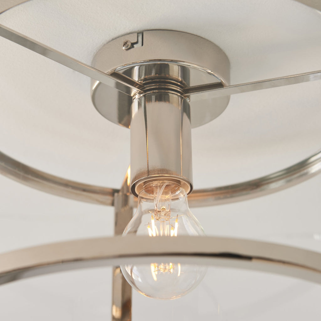 Hopton Timeless Flush Ceiling Light In Bright Nickel With Clear Glass 96150