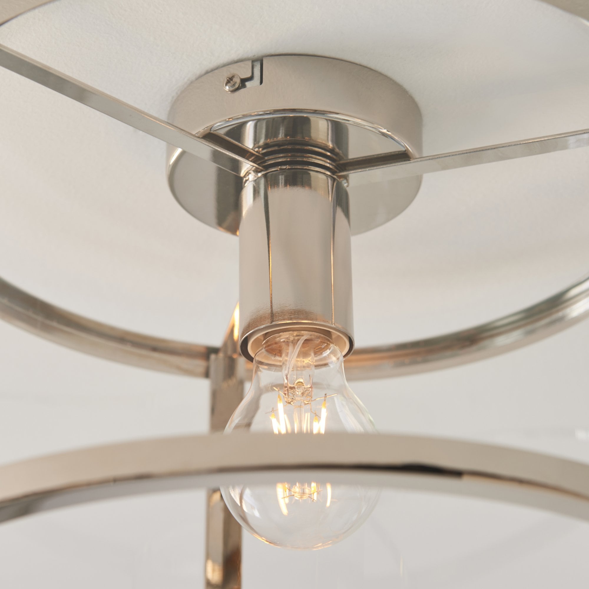 Hopton Timeless Flush Ceiling Light In Bright Nickel With Clear Glass 96150