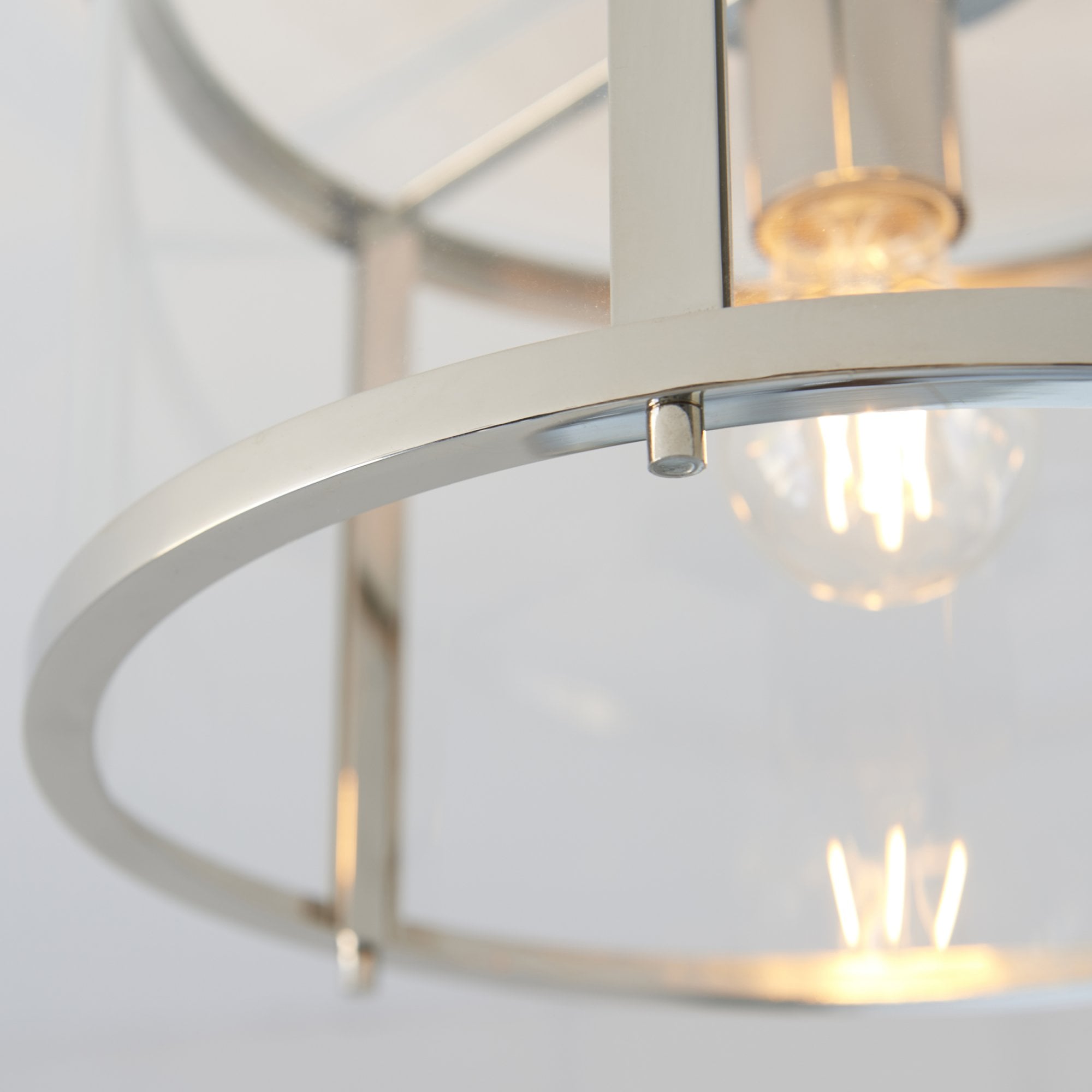 Hopton Timeless Flush Ceiling Light In Bright Nickel With Clear Glass 96150