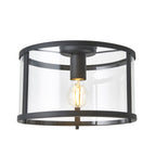 Hopton Timeless Flush Ceiling Light In Matt Black With Clear Glass 101540